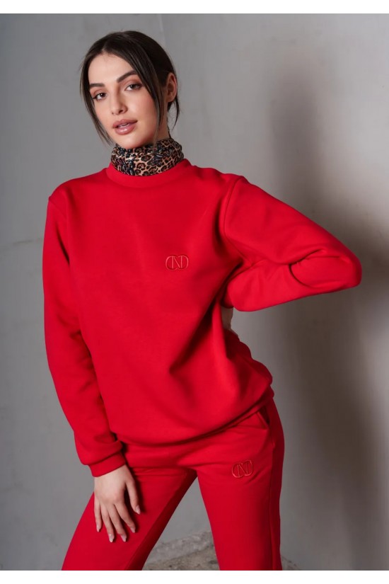 Γυναικεία κόκκινη μπλούζα φούτερ - Collectiva Noir Bold Shoulder