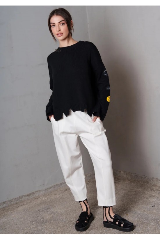 Γυναικείο λευκό παντελόνι - Collectiva Noir Corsia Pants
