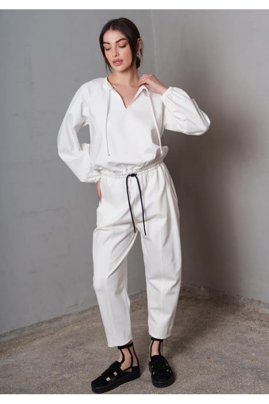 Γυναικείο λευκό παντελόνι - Collectiva Noir Corsia Pants