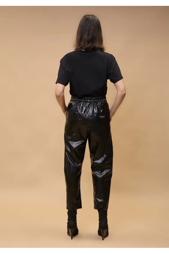 Γυναικείο μαύρο δερμάτινο παντελόνι - Collectiva Noir Charlot Pants