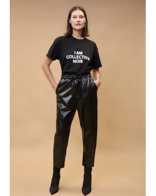 Γυναικείο μαύρο δερμάτινο παντελόνι - Collectiva Noir Charlot Pants