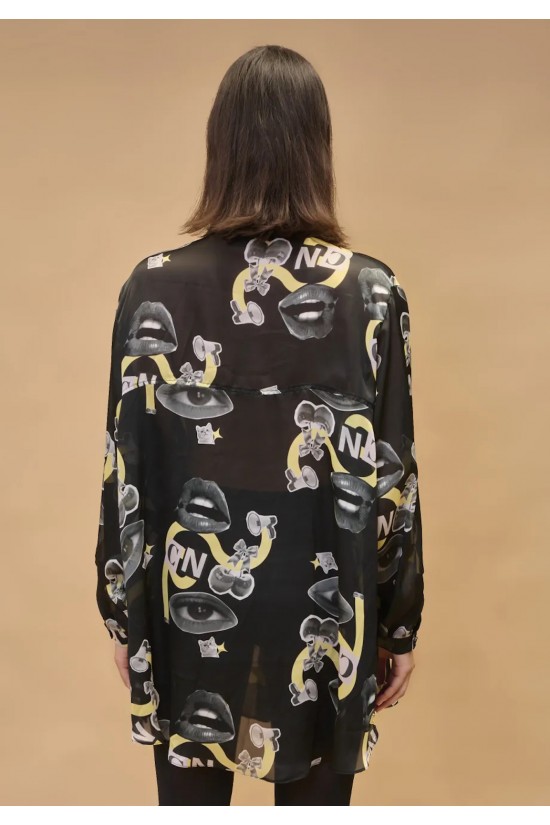 Γυναικείο πουκάμισο με τύπωμα - Aria Collage Shirt Collectiva Noir Γυναικείο πουκάμισο με τύπωμα - Aria Collage Shirt Collectiva Noir
