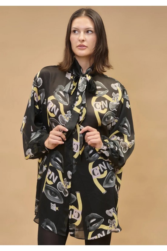 Γυναικείο πουκάμισο με τύπωμα - Aria Collage Shirt Collectiva Noir Γυναικείο πουκάμισο με τύπωμα - Aria Collage Shirt Collectiva Noir