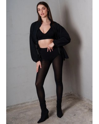Γυναικείο μαύρο διάφανο κολάν - Collectiva Noir Lora Leggings