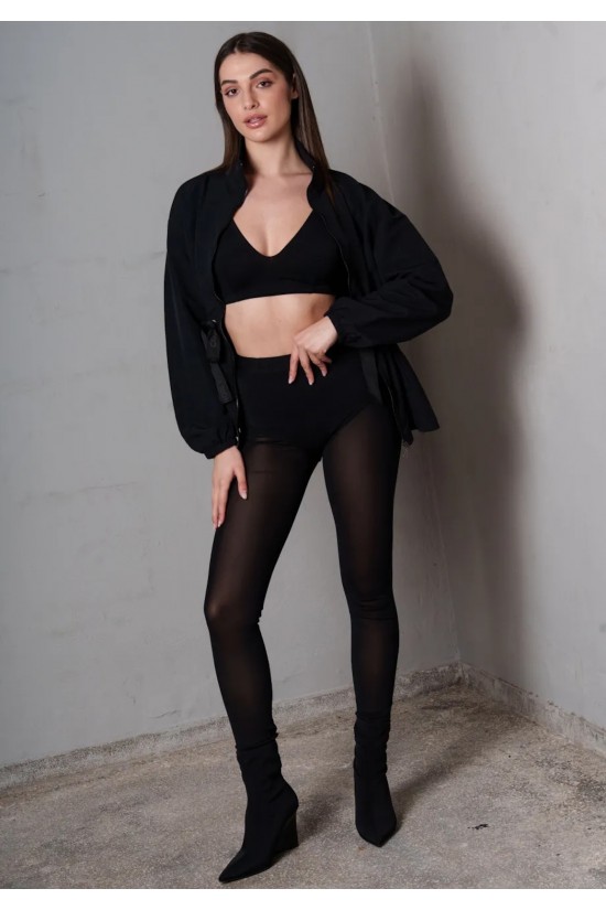 Γυναικείο μαύρο διάφανο κολάν - Collectiva Noir Lora Leggings