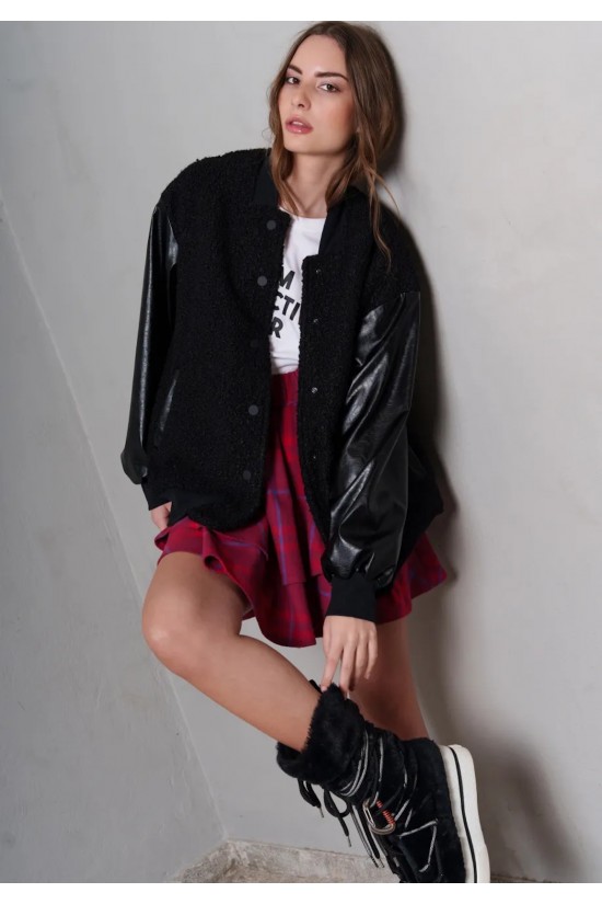 Γυναικείο μαύρο bomber jacket - Collectiva Noir Bleeker Bomber Γυναικείο μαύρο bomber jacket - Collectiva Noir Bleeker Bomber