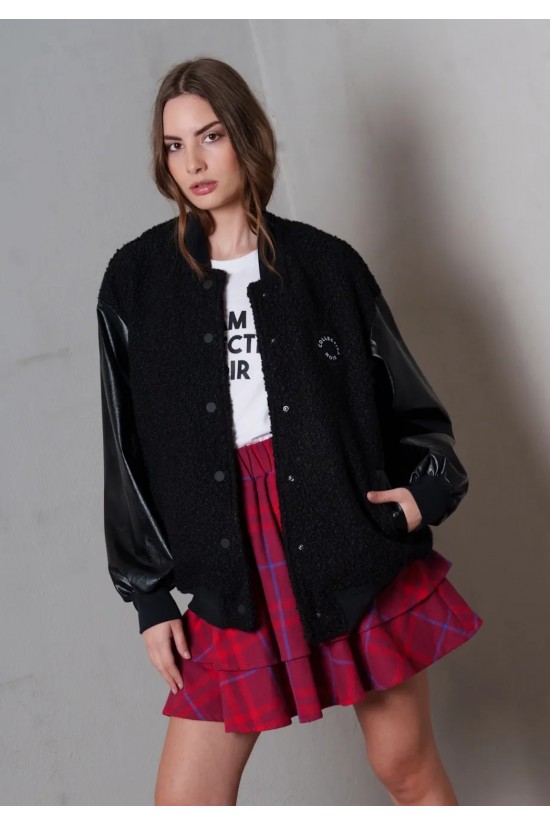 Γυναικείο μαύρο bomber jacket - Collectiva Noir Bleeker Bomber Γυναικείο μαύρο bomber jacket - Collectiva Noir Bleeker Bomber