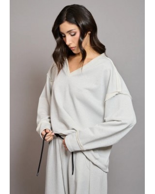 Γυναικεία γκρι oversized μακρυμάνικη μπλούζα - Collectiva Noir Mimia Top