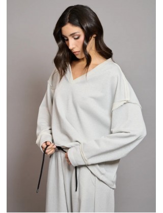 Γυναικεία γκρι oversized μακρυμάνικη μπλούζα - Collectiva Noir Mimia Top