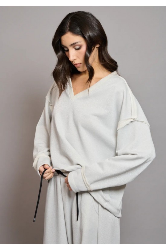 Γυναικεία γκρι oversized μακρυμάνικη μπλούζα - Collectiva Noir Mimia Top