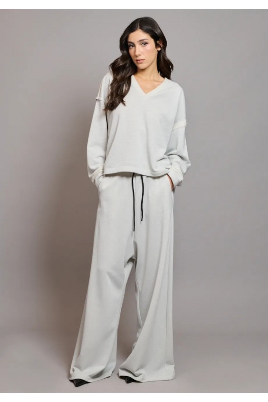 Γυναικεία γκρι oversized μακρυμάνικη μπλούζα - Collectiva Noir Mimia Top
