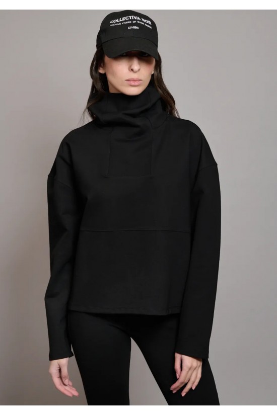 Γυναικεία μαύρη μπλούζα ζιβάγκο - Collectiva Noir Crisp Top Γυναικεία μαύρη μπλούζα ζιβάγκο - Collectiva Noir Crisp Top