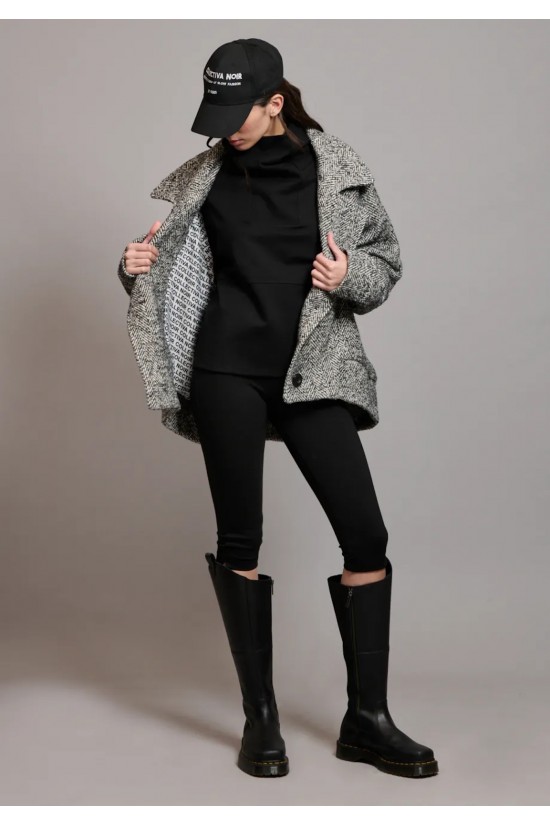Γυναικείο oversized πανωφόρι - Collectiva Noir Tweed Cardigan