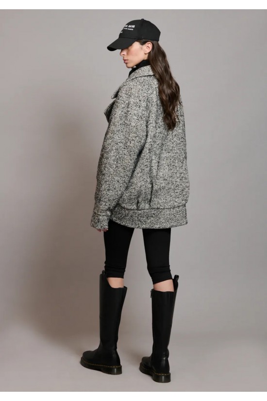 Γυναικείο oversized πανωφόρι - Collectiva Noir Tweed Cardigan
