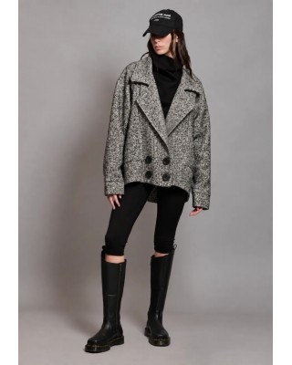 Γυναικείο oversized πανωφόρι - Collectiva Noir Tweed Cardigan