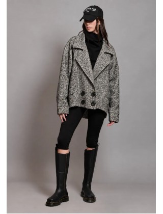Γυναικείο oversized πανωφόρι - Collectiva Noir Tweed Cardigan