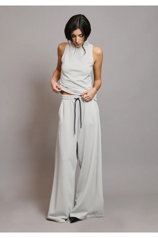 Γυναικείο γκρι παντελόνι φόρμας - Collectiva Noir Addisson Lurex Pants