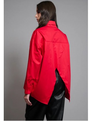 Γυναικείο κόκκινο oversized πουκάμισο - Collectiva Noir Raw Shirt
