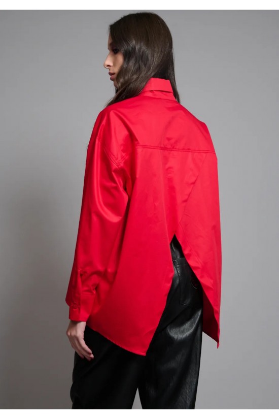 Γυναικείο κόκκινο oversized πουκάμισο - Collectiva Noir Raw Shirt Γυναικείο κόκκινο oversized πουκάμισο - Collectiva Noir Raw Shirt