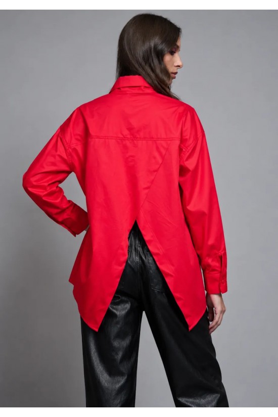 Γυναικείο κόκκινο oversized πουκάμισο - Collectiva Noir Raw Shirt Γυναικείο κόκκινο oversized πουκάμισο - Collectiva Noir Raw Shirt