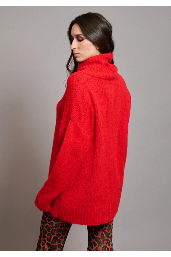 Γυναικείο κόκκινο oversized πλεκτό - Collectiva Noir N03 Form Top Γυναικείο κόκκινο oversized πλεκτό - Collectiva Noir N03 Form Top