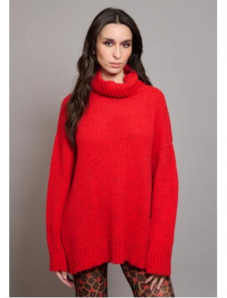 Γυναικείο κόκκινο oversized πλεκτό - Collectiva Noir N03 Form Top