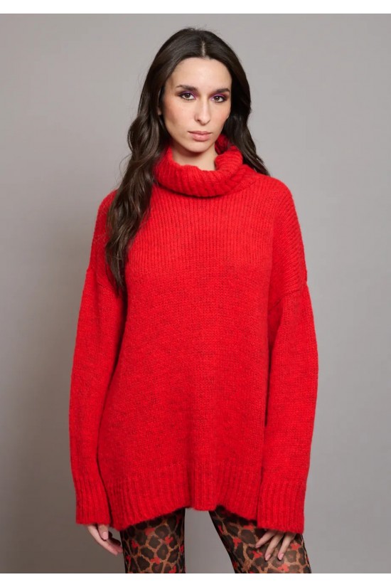 Γυναικείο κόκκινο oversized πλεκτό - Collectiva Noir N03 Form Top Γυναικείο κόκκινο oversized πλεκτό - Collectiva Noir N03 Form Top