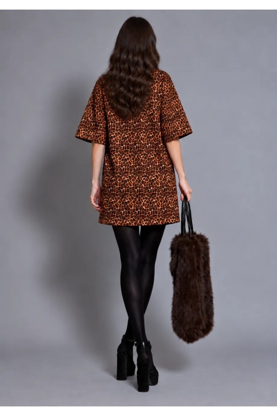 Γυναικείο λεοπάρ oversized φόρεμα - Collectiva Noir Vecta Dress Γυναικείο λεοπάρ oversized φόρεμα - Collectiva Noir Vecta Dress