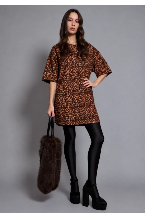 Γυναικείο λεοπάρ oversized φόρεμα - Collectiva Noir Vecta Dress Γυναικείο λεοπάρ oversized φόρεμα - Collectiva Noir Vecta Dress