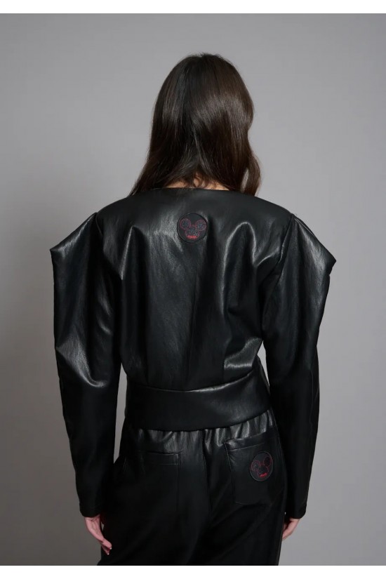 Γυναικείο μαύρο cropped jacket - Collectiva Noir Cher Jacket Γυναικείο μαύρο cropped jacket - Collectiva Noir Cher Jacket