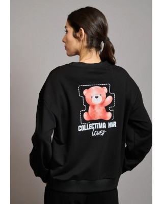 Γυναικείο μαύρο oversized φούτερ - Collectiva Noir Teddy Top Γυναικείο μαύρο oversized φούτερ - Collectiva Noir Teddy Top