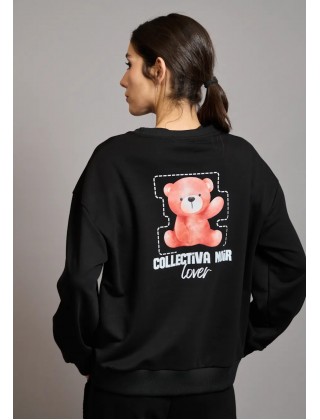 Γυναικείο μαύρο oversized φούτερ - Collectiva Noir Teddy Top