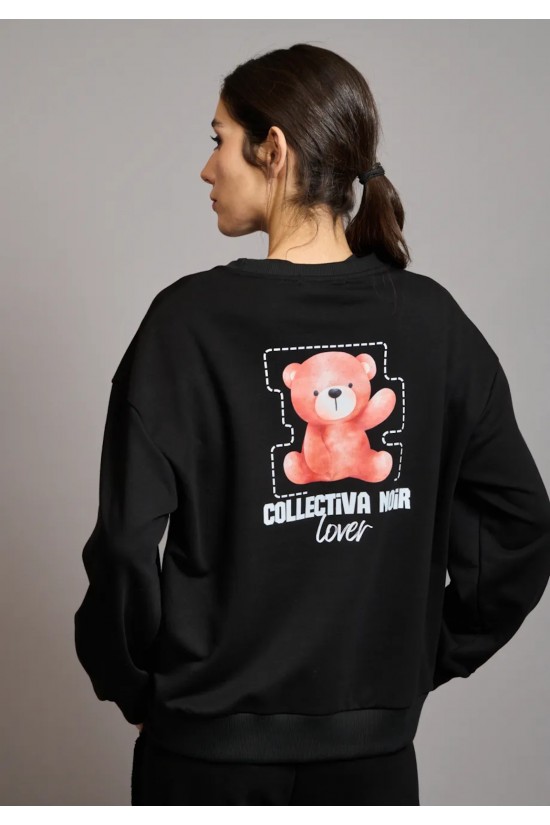 Γυναικείο μαύρο oversized φούτερ - Collectiva Noir Teddy Top