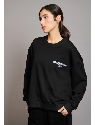 Γυναικείο μαύρο oversized φούτερ - Collectiva Noir Teddy Top