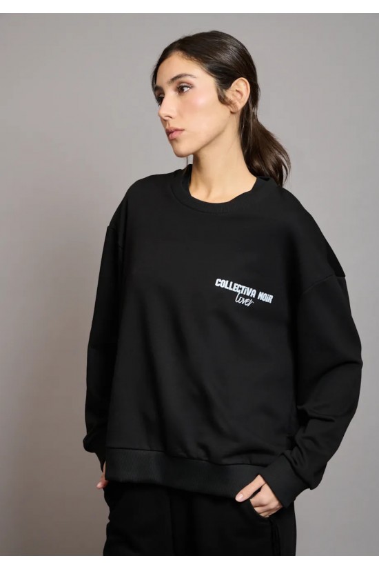 Γυναικείο μαύρο oversized φούτερ - Collectiva Noir Teddy Top