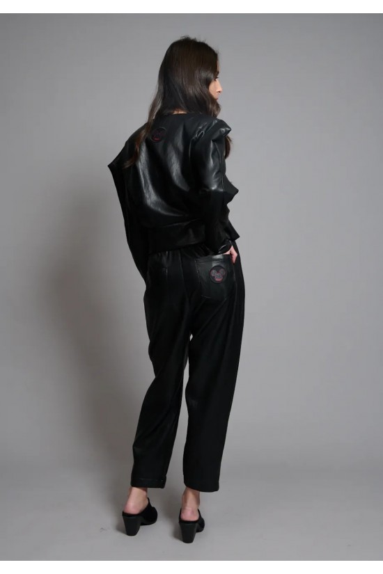 Γυναικείο μαύρο δερμάτινο παντελόνι - Collectiva Noir Retige Pants Γυναικείο μαύρο δερμάτινο παντελόνι - Collectiva Noir Retige Pants