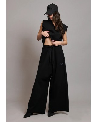 Γυναικείο μαύρο wide leg παντελόνι φόρμας - Collectiva Noir Addisson Pnt Pants Γυναικείο μαύρο wide leg παντελόνι φόρμας - Collectiva Noir Addisson Pnt Pants