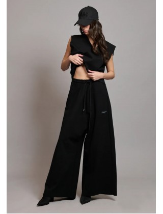 Γυναικείο μαύρο wide leg παντελόνι φόρμας - Collectiva Noir Addisson Pnt Pants
