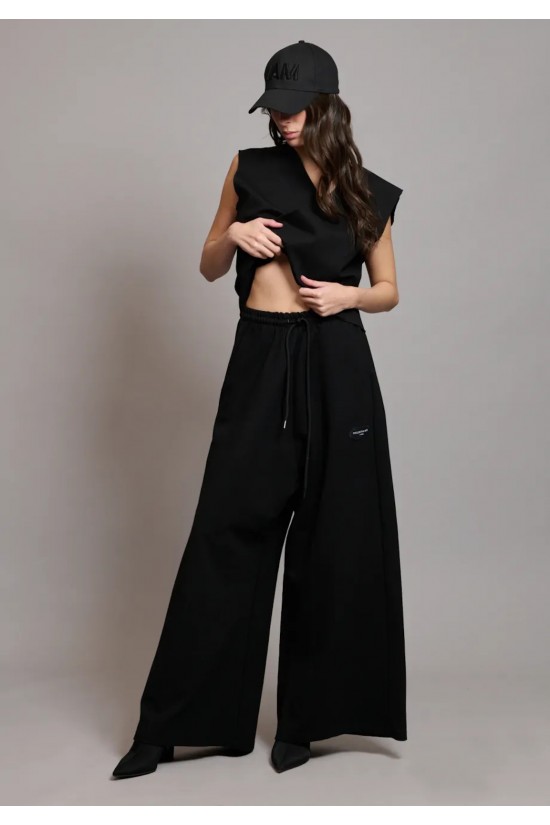 Γυναικείο μαύρο wide leg παντελόνι φόρμας - Collectiva Noir Addisson Pnt Pants
