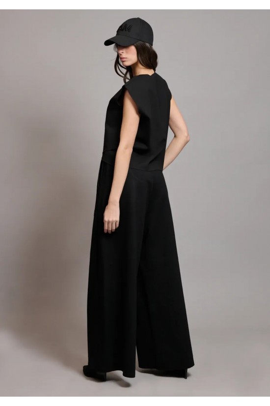 Γυναικείο μαύρο wide leg παντελόνι φόρμας - Collectiva Noir Addisson Pnt Pants
