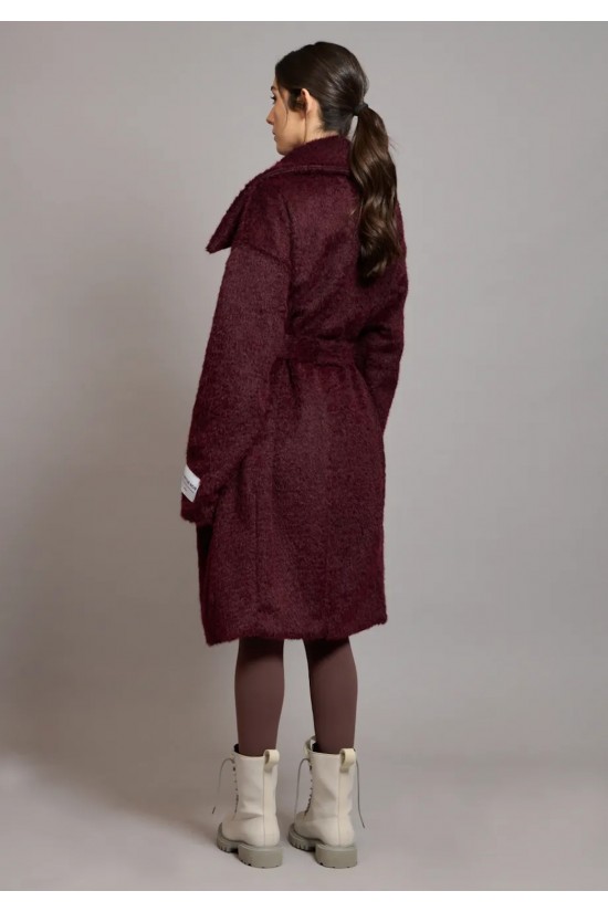 Γυναικείο μπορντό μπουκλέ παλτό - Collectiva Noir Rabbit Coat Γυναικείο μπορντό μπουκλέ παλτό - Collectiva Noir Rabbit Coat