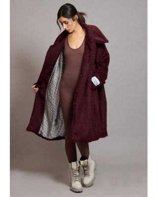 Γυναικείο μπορντό μπουκλέ παλτό - Collectiva Noir Rabbit Coat Γυναικείο μπορντό μπουκλέ παλτό - Collectiva Noir Rabbit Coat
