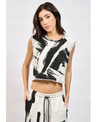 Γυναικεία αμάνικη μπλούζα με print - Collectiva Noir Skim top