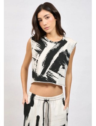 Γυναικεία αμάνικη μπλούζα με print - Collectiva Noir Skim top
