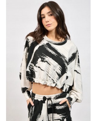 Γυναικεία cropped μπλούζα με print - Collectiva Noir Junia Top