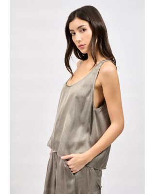 Γυναικεία γκρι αμάνικη μπλούζα - Collectiva Noir Lunaria Top