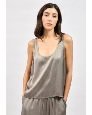 Γυναικεία γκρι αμάνικη μπλούζα - Collectiva Noir Lunaria Top