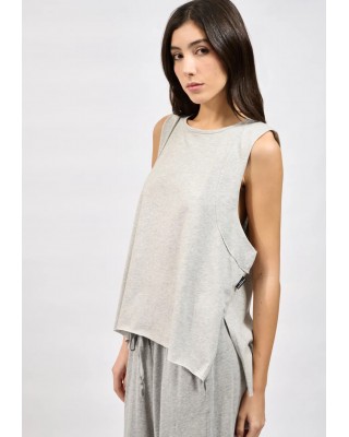 Γυναικεία γκρι αμάνικη μπλούζα - Collectiva Noir Rina Top