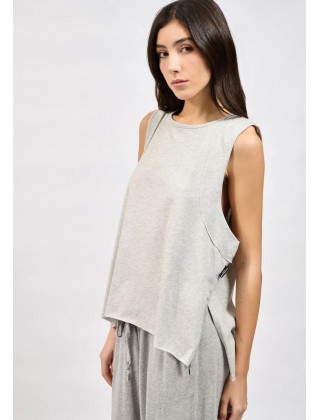 Γυναικεία γκρι αμάνικη μπλούζα - Collectiva Noir Rina Top