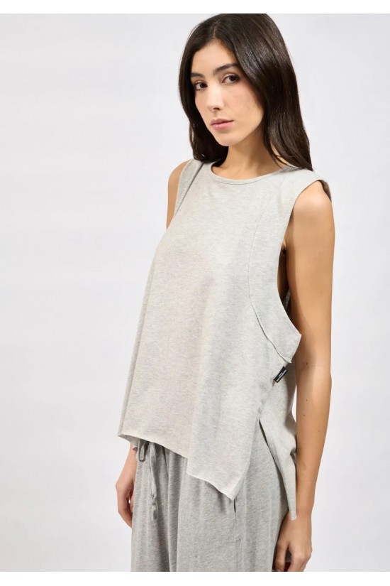 Γυναικεία γκρι αμάνικη μπλούζα - Collectiva Noir Rina Top